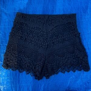Kimchi Black Crochet Detail high waisted Shorts